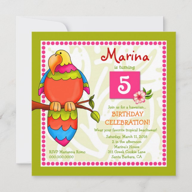 Tropisk Papegoja-diseinbjudan för LGC | Inbjudningar (Framsida)