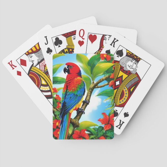 Tropisk papegojfågel på träd casinokort (Baksidan)