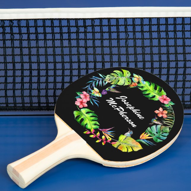 Tropisk paradis krans personalisera med namn pingisracket (Insitu)