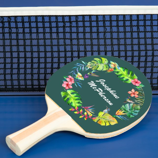 Tropisk paradis krans personalisera med namn pingisracket (Insitu)