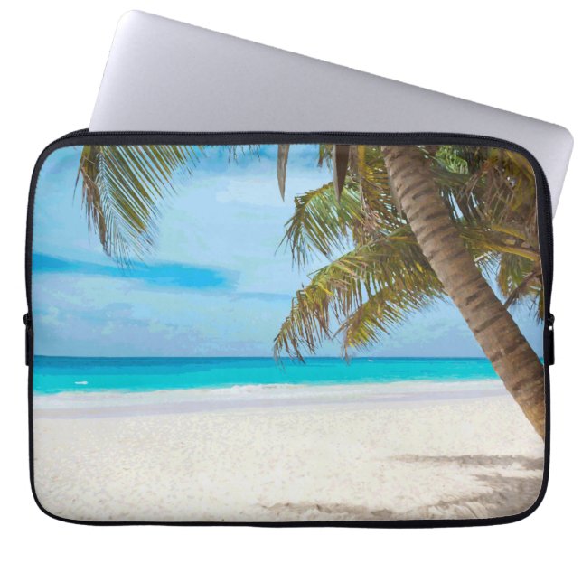 Tropisk paradise Beach Handflatan Träd Laptop Sleeve (Framsidan)