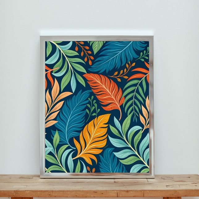Tropisk paradise Feathers & Foliage Mönster Poster (Skapare uppladdad)