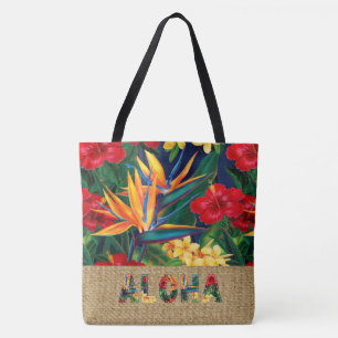 Tropisk paradise Hawaiian Blommigt Faux Appliqué Tygkasse