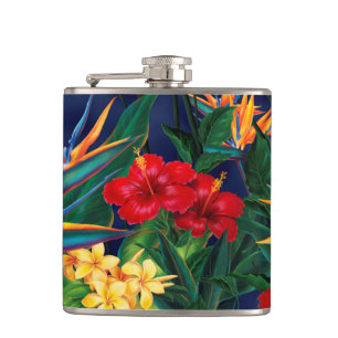 Tropisk paradise Hawaiian Blommigt Flask Fickplunta