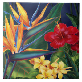 Tropisk paradise Hawaiian Blommigt Tiles & Trivets Kakelplatta