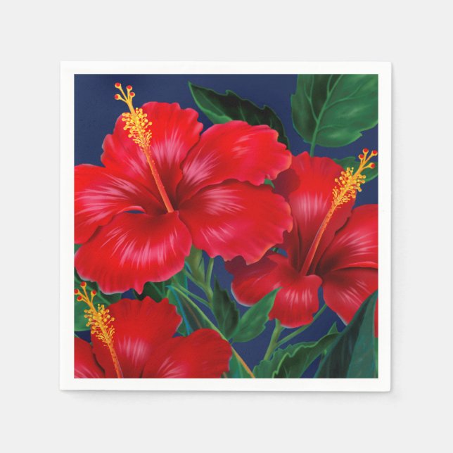 Tropisk paradise Hawaiian Hibiscus Blommigt Pappersservett (Framsidan)
