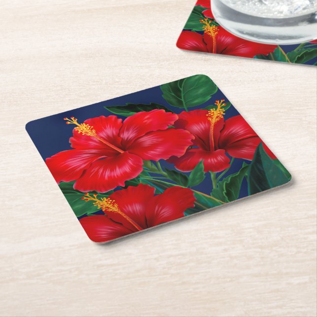 Tropisk paradise Hibiscus Hawaiian Underlägg Papper Kvadrat (Vinklad)