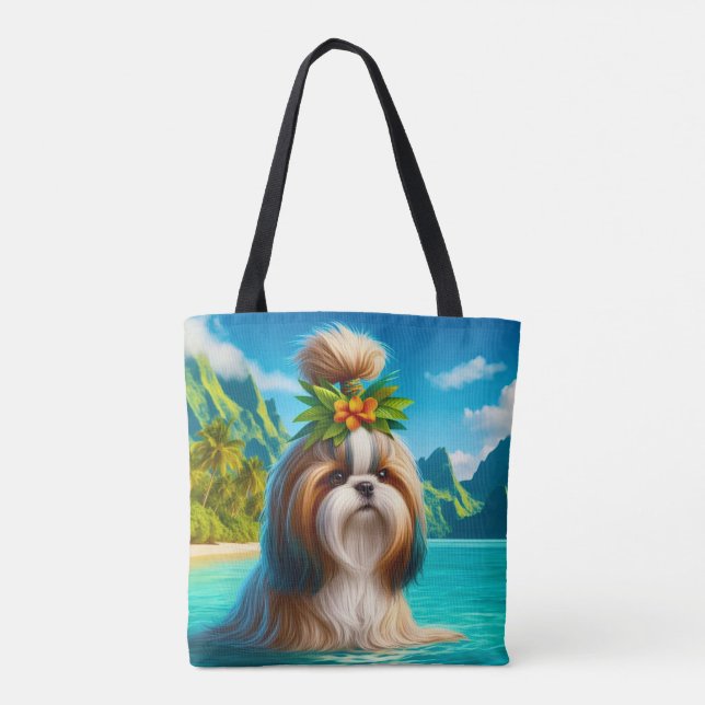 Tropisk paradise med Magnum Canvas Tote Bag Tygkasse (Baksida)