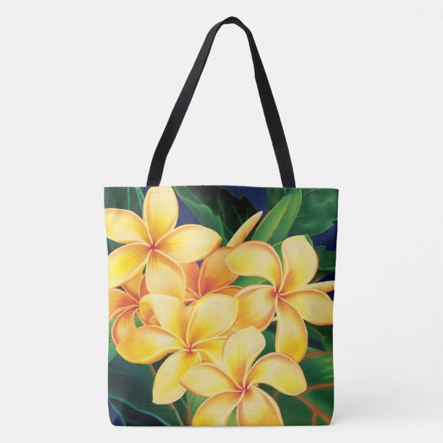 Tropisk paradise Plumeria Hawaiian Beach Bag Tygkasse (Framsida)