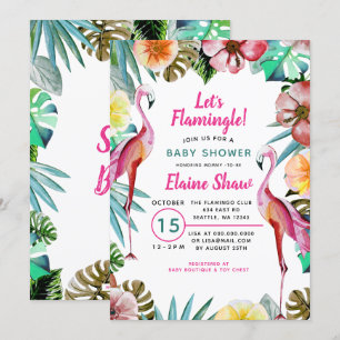 Tropisk paradise Rosa Flamingo Baby Shower Inbjudningar