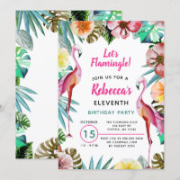 Tropisk paradise Rosa Flamingo Birthday