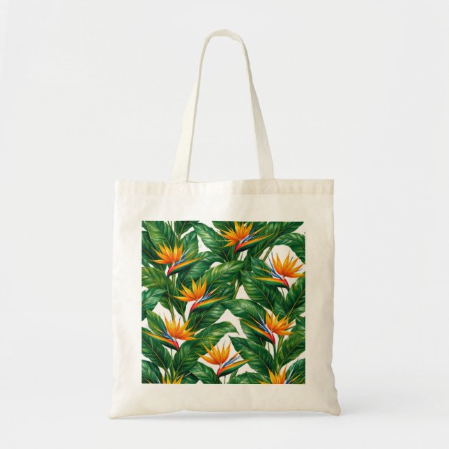 Tropisk paradisfågel blomster botaniskt mönster tygkasse (Framsidan)