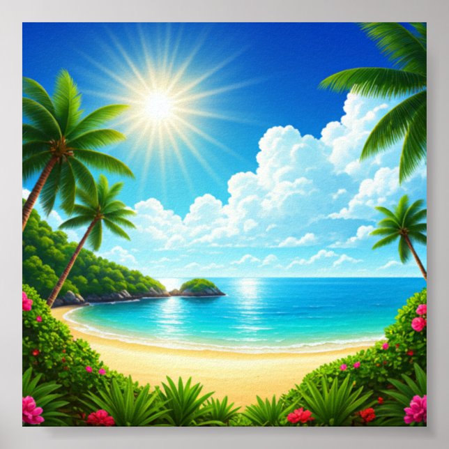 Tropisk paradisstrand poster (Framsidan)