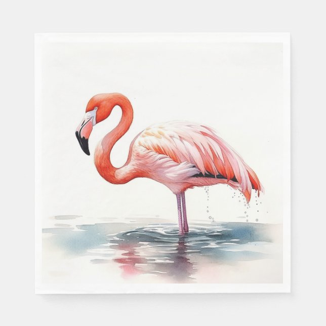 Tropisk Partyflamingo Pappersservett (Framsidan)