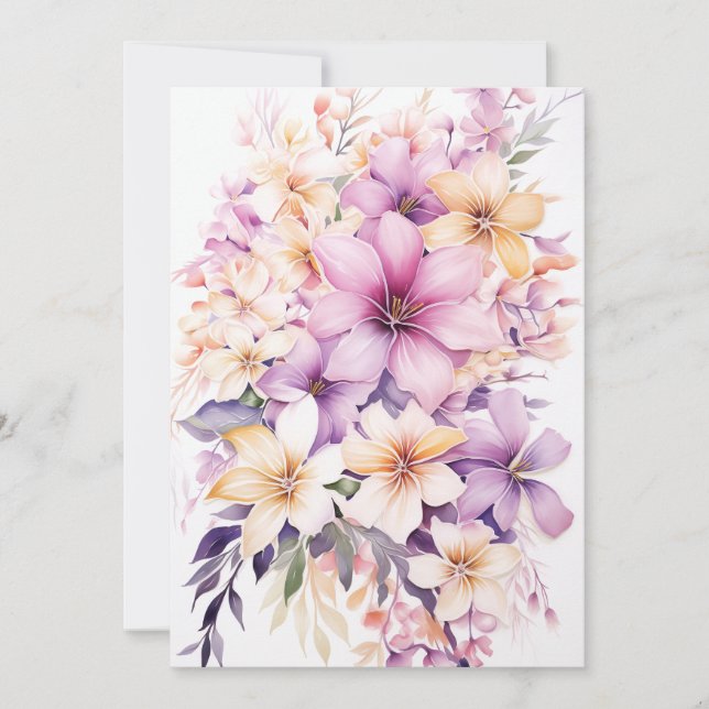 Tropisk Pastell Blomsterbukett Mors Dagen Bröllop Julkort (Framsida)