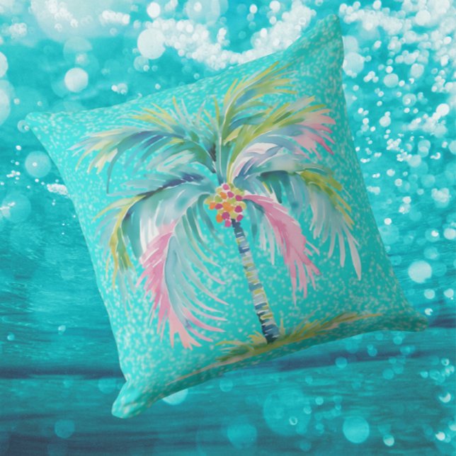 Tropisk Pastell Palmträd Inomhus Kudde (Tropical vibes!)