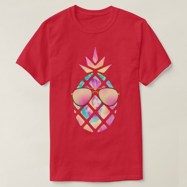 Tropisk pastellananas på sommaren med sollass t shirt (Design framsida)