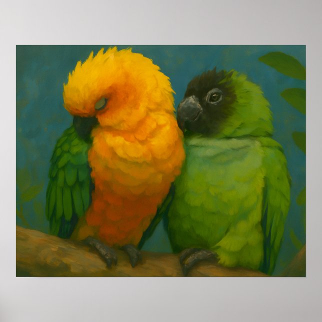 Tropisk påverkan - Parroter i Forest Light Poster (Framsidan)