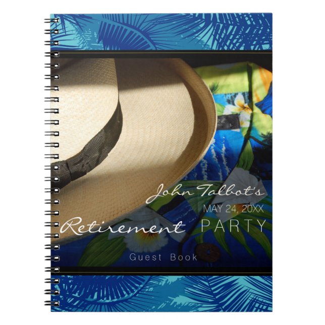 Tropisk Pension med Blue Handflatan GuestBook Anteckningsbok Med Spiral (Framsidan)