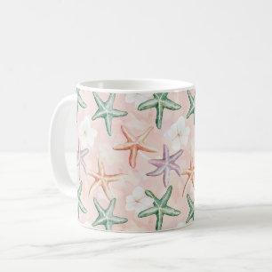 Tropisk Persika Grön Orangefärgad Purpur Stjärnfis Kaffemugg