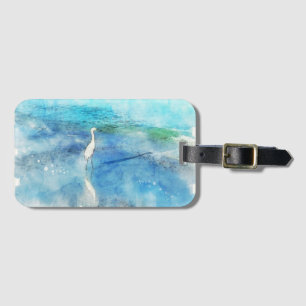 Tropisk persika i Teal Aqua Turquise Blue Bagagebricka