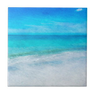 Tropisk persika i Teal Aqua Turquise Blue Florida Kakelplatta