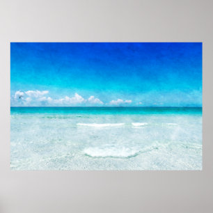 Tropisk persika i Teal Aqua Turquise Blue Florida Poster