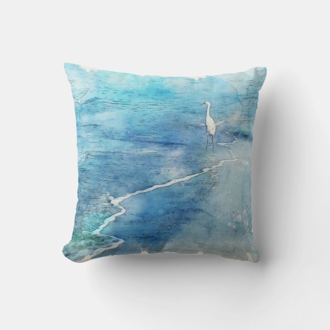 Tropisk persika i Teal Aqua Turquise Blue Kudde (Framsida)