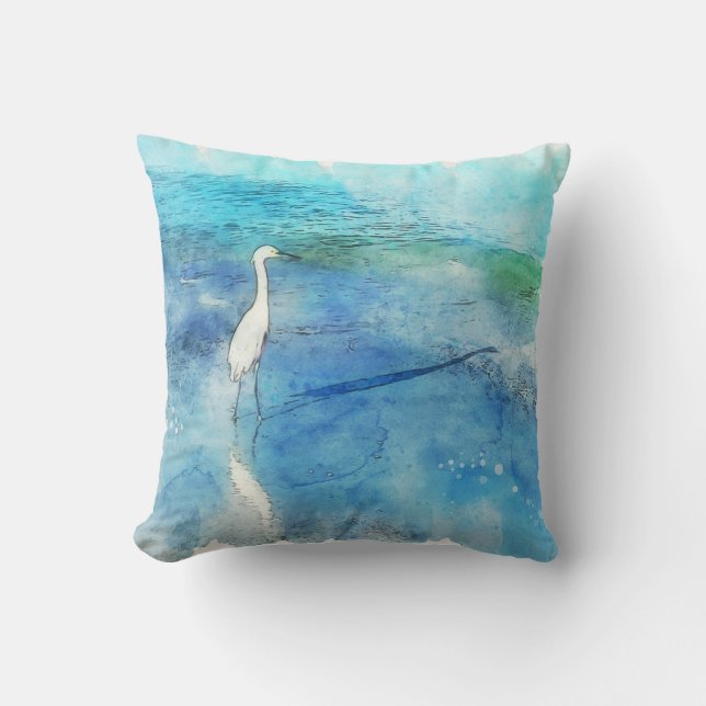 Tropisk persika i Teal Aqua Turquise Blue Kudde (Framsida)