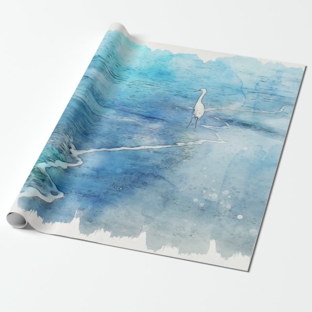 Tropisk persika i Teal Aqua Turquise Blue Presentpapper (Utrullad)