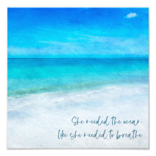 Tropisk persika i Teal Aqua Turquise Blue Quote Fototryck