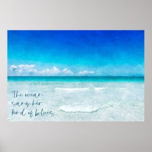Tropisk persika i Teal Aqua Turquise Blue Quote Poster