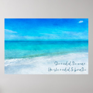 Tropisk persika i Teal Aqua Turquise Blue Quote Poster