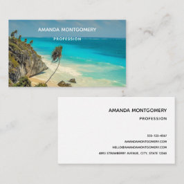 Tropisk persika med Vind Handflatan Träd Visitkort