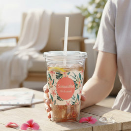 Tropisk Persika och Grön Brudtjänsteflicka Take Away Mugg