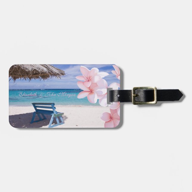 Tropisk persika, stol, Plumeria Bagagebricka (Horisontell Framsida)