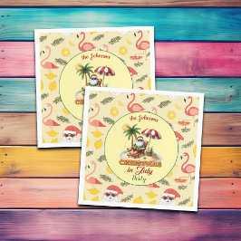 Tropisk persiko- och jultomte i juli Party Pappersservett