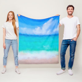 Tropisk persikofärgad turkos blåvit vattenfärg fleecefilt