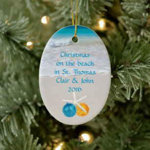 Tropisk persikojul - Helgdag Foto Ornament