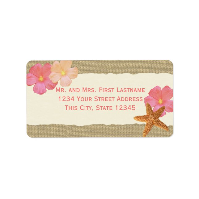 Tropisk persikostjärt och Hibiscus Adressetikett (Framsidan)