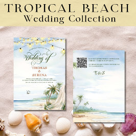 Tropisk persikotypning Destination Wedding Inbjudningar