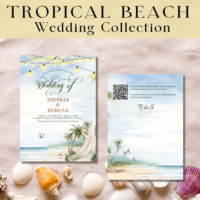Tropisk persikotypning Destination Wedding Inbjudningar (Skapare uppladdad)