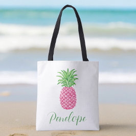 Tropisk Personlig av Preppy Rosa Pineapple Tygkasse