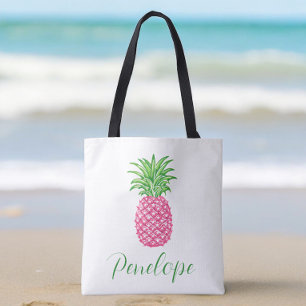 Tropisk Personlig av Preppy Rosa Pineapple Tygkasse