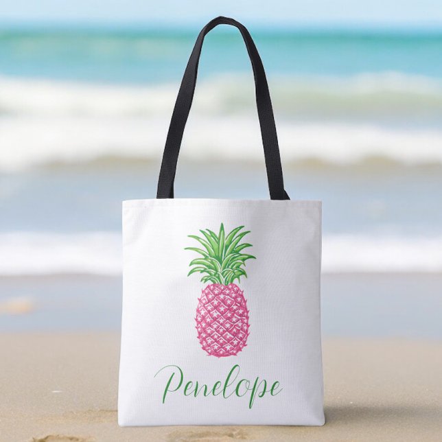 Tropisk Personlig av Preppy Rosa Pineapple Tygkasse (Skapare uppladdad)