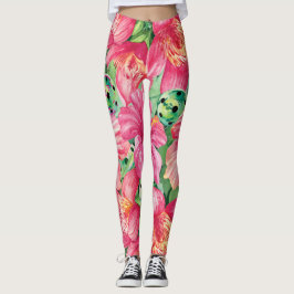 Tropisk pickleball med hibiscus XXL-utskrift Leggi Leggings