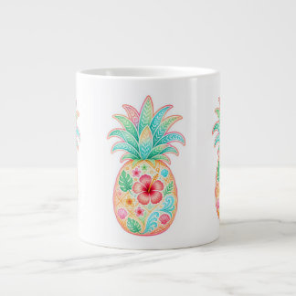 Tropisk Pineapple Blommig Mugg Jumbo Mugg