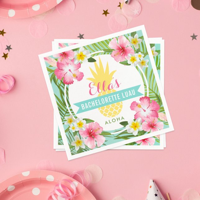 Tropisk Pineapple Blommig Sjungmö Luau Pappersservett (Skapare uppladdad)