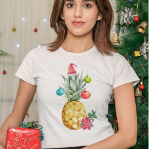 Tropisk Pineapple Färgrik Julfirande T Shirt