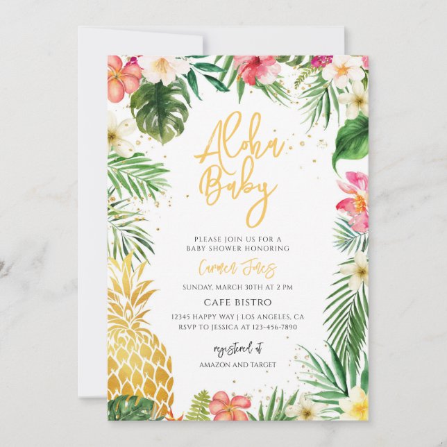 Tropisk Pineapple Luau Barnrumsfest Inbjudningar (Framsida)